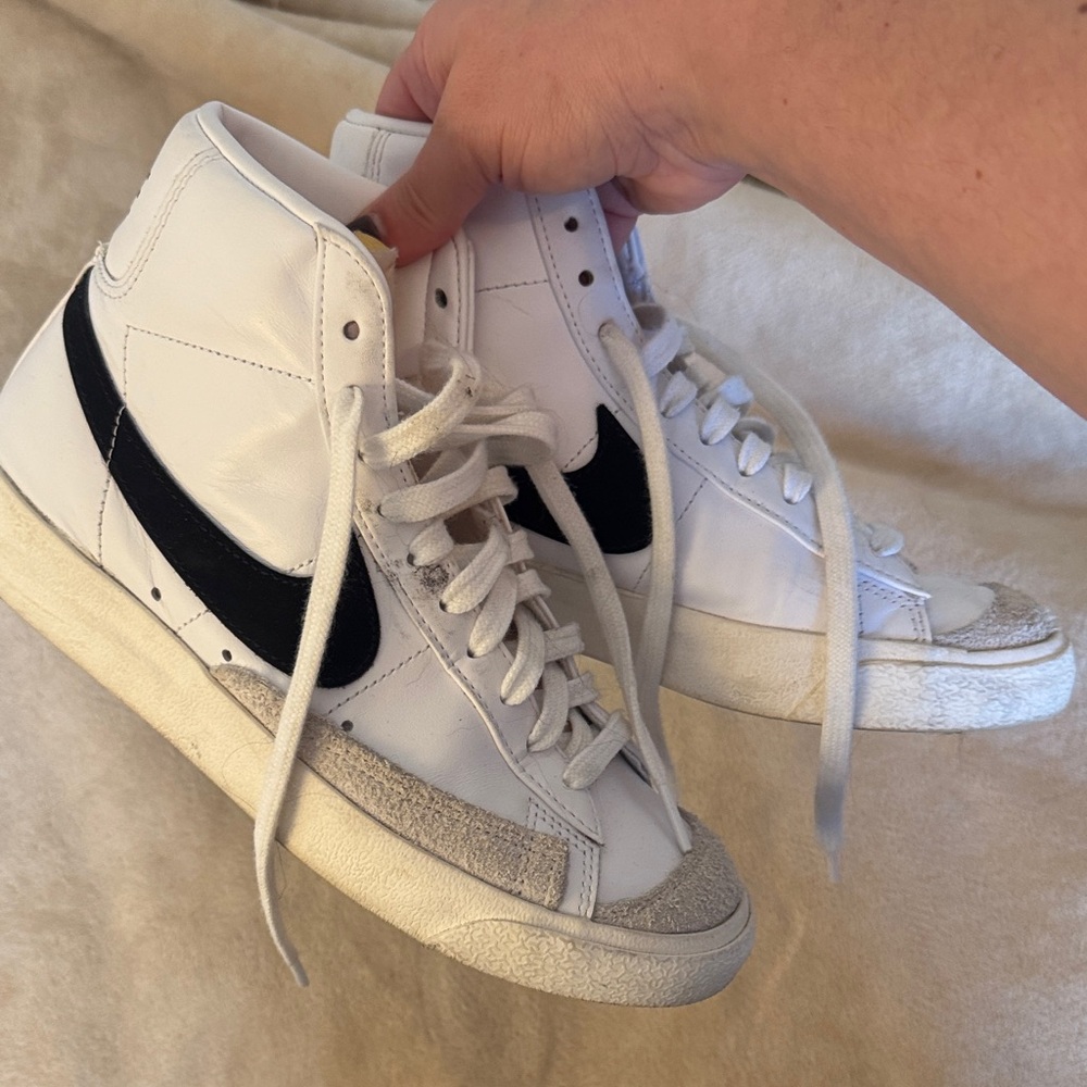 Nike White and Black High-Top Sneakers